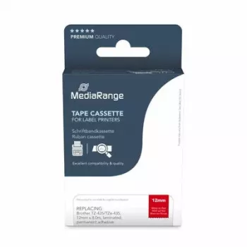 Cinta para impresora MediaRange MRBTZ435 blanca 1,2 cm x 8 m