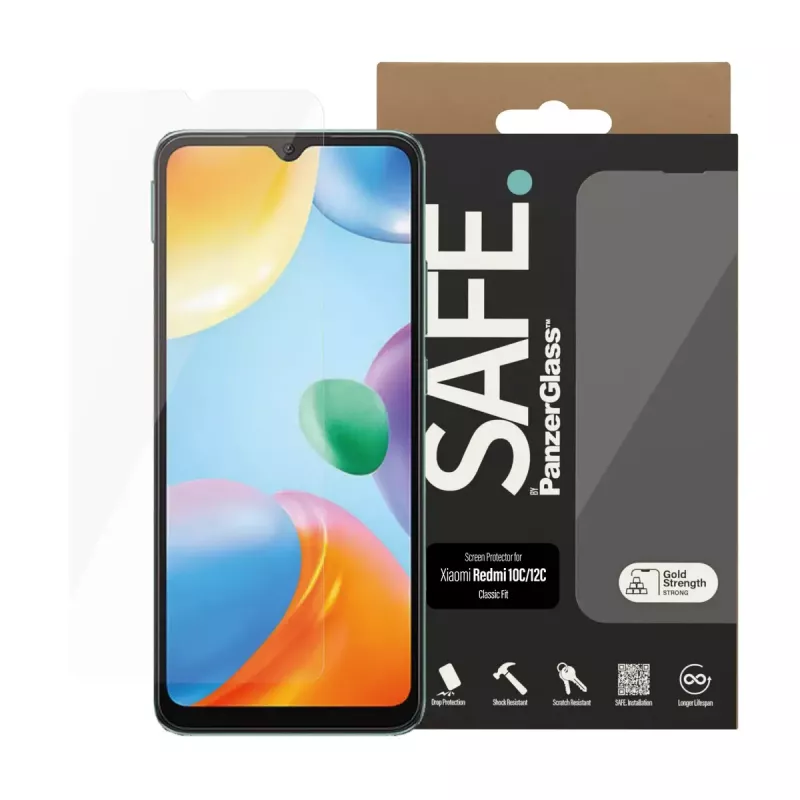 Protector de pantalla PanzerGlass SAFE. by ® Xiaomi Redmi 10C resistente a arañazos y golpes