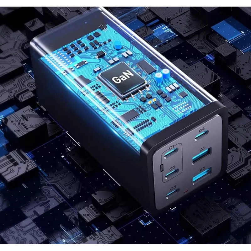 Cargador Conceptronic 6 puertos 200W GaN USB PD con cable de carga USB-C, USB-C x 4, USB-A x 2, QC 3.0, PD 3.1, PPS