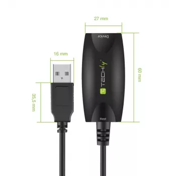 Techly cable de extensión activo SuperSpeed USB3.0 5m negro ICUR3050