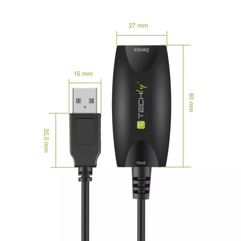 Techly cable de extensión activo SuperSpeed USB3.0 5m negro ICUR3050