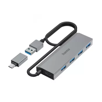 Hama 00200138 Hub de Interfaces USB 3.2 Gen 1 (3.1 Gen 1) Type-A + Type-C 5000 Mbit/s Antracita, Gris