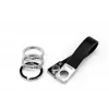 Llavero TROIKA TWISTER Negro Plata Cuero Metal 16mm 9mm