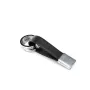 Llavero TROIKA TWISTER Negro Plata Cuero Metal 16mm 9mm