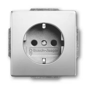 Toma de Corriente Busch-Jaeger 2011-0-3850 CEE 7/3 2P+E 250 V 16 A Acero Inoxidable Plata 71×41 mm