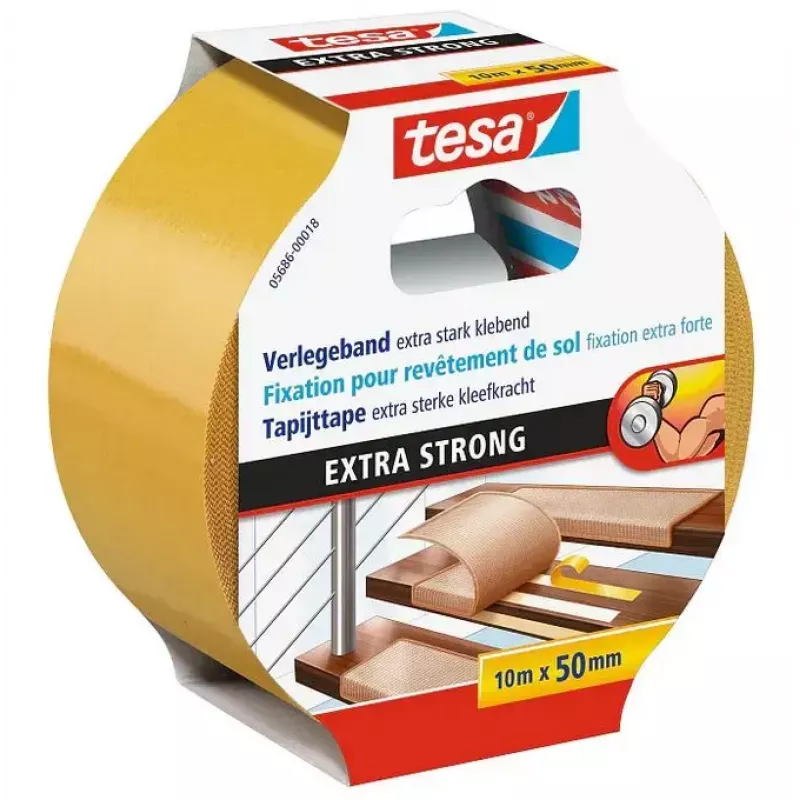 Tesa cinta adhesiva 5686 — cinta de montaje de polipropileno (PP), 10 m × 50 mm × 0,24 mm, blanca