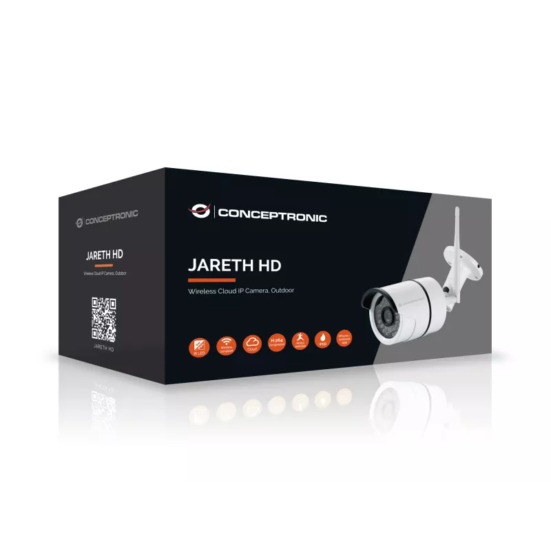 Conceptronic JARETH HD cámara IP inalámbrica en la nube, exterior, cámara de vigilancia IP, exterior, con cable e inalámbrica, externa, techo/pared, blanca