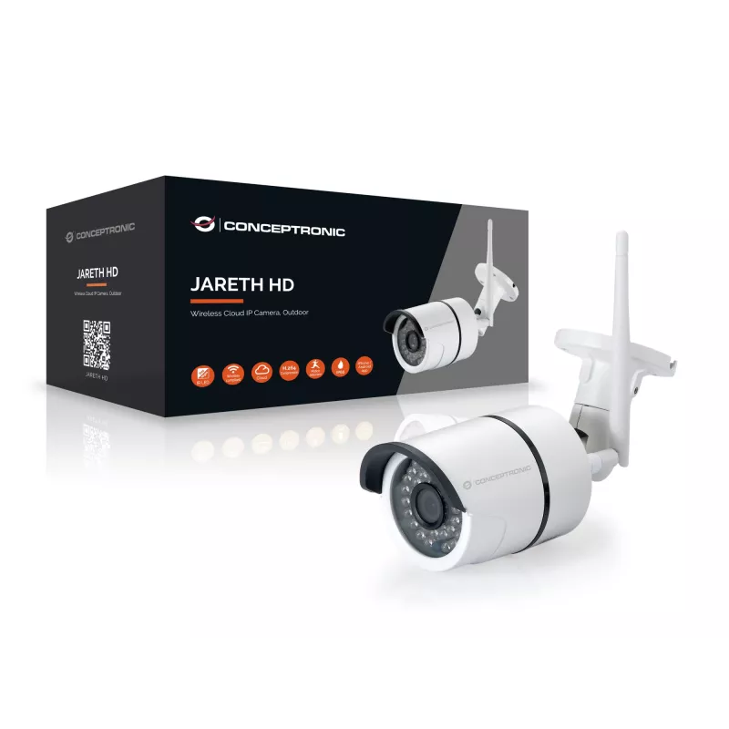 Conceptronic JARETH HD cámara IP inalámbrica en la nube, exterior, cámara de vigilancia IP, exterior, con cable e inalámbrica, externa, techo/pared, blanca