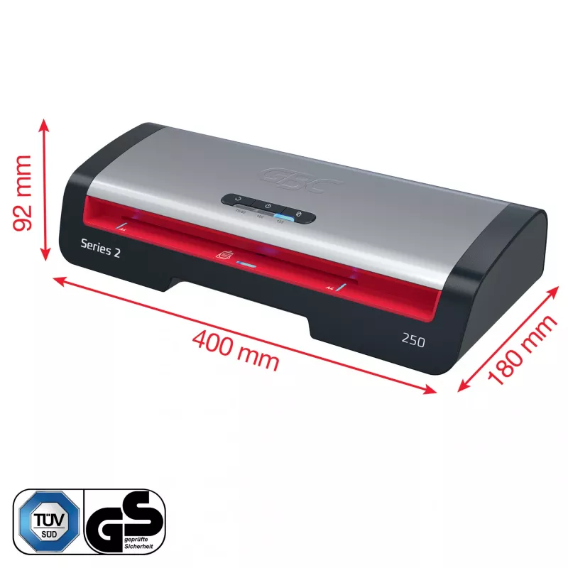 Plastificadora GBC 250 Office A4, 24 cm, plastificadora en caliente, 500 mm/min, 0,5 mm, A4, 100 µm