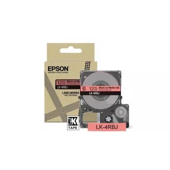 Cinta de etiquetas Epson LK-4RBJ negro rojo transferencia térmica 1,2 cm