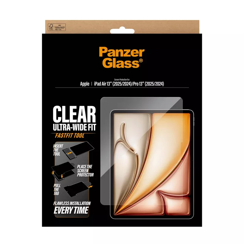 PanzerGlass® protector de pantalla iPad Air 13 pulgadas (2024-2026) | Pro 13 pulgadas (2024-2025) | Ultra-Wide Fit con herramienta Fastfit