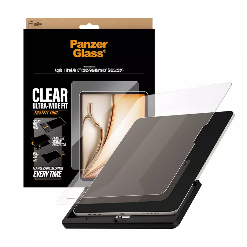 PanzerGlass® protector de pantalla iPad Air 13 pulgadas (2024-2026) | Pro 13 pulgadas (2024-2025) | Ultra-Wide Fit con herramienta Fastfit