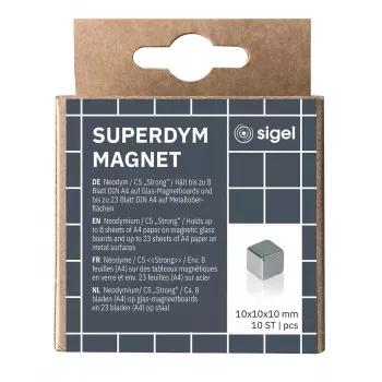 Imán de manualidades cubo Sigel BA193 neodimio plateado 10mm