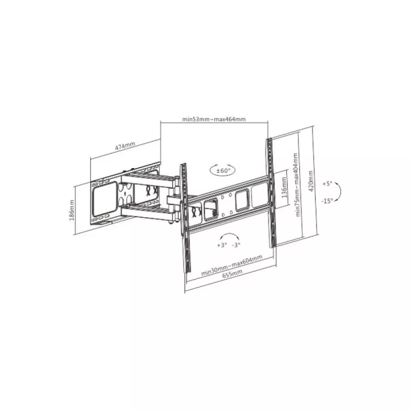 Techly ICA-PLB 344LTY soporte de pared para TV 177,8 cm (70