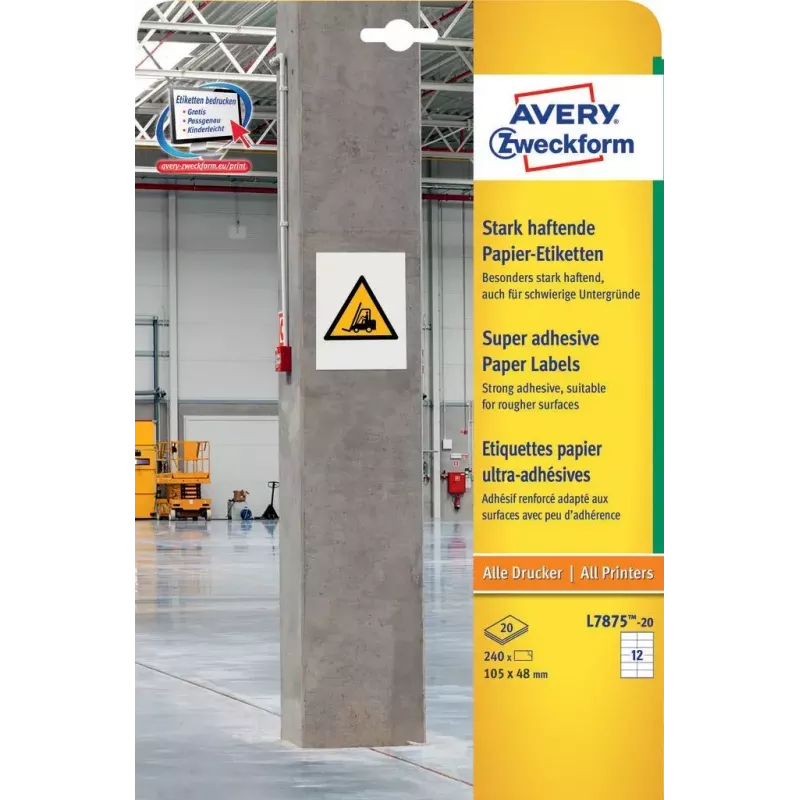 Etiqueta autoadhesiva rectangular Avery L7875-20