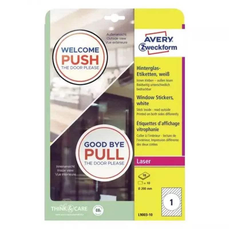Adhesivo para ventanas Avery L9003-10 autoadhesivo blanco A4 10 uds.