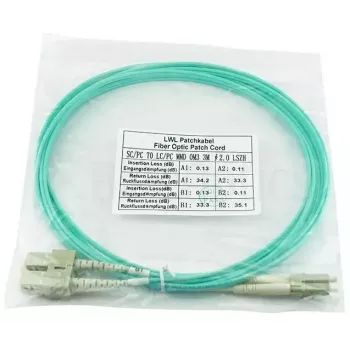 BlueOptics Cable patch de fibra óptica LC-SC multimodo OM3 dúplex, LC-UPC/SC-UPC, 2 m, beige (compatible con Corning 055702K512000002M)