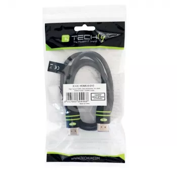 Techly Cable HDMI de alta velocidad con Ethernet A/A M/M negro 1m ICOC HDMI-4-010