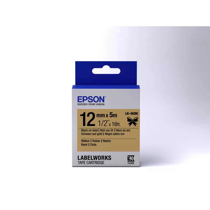 Epson Cartucho de etiquetas Satin Ribbon LK-4KBK negro/oro 12mm (5m)