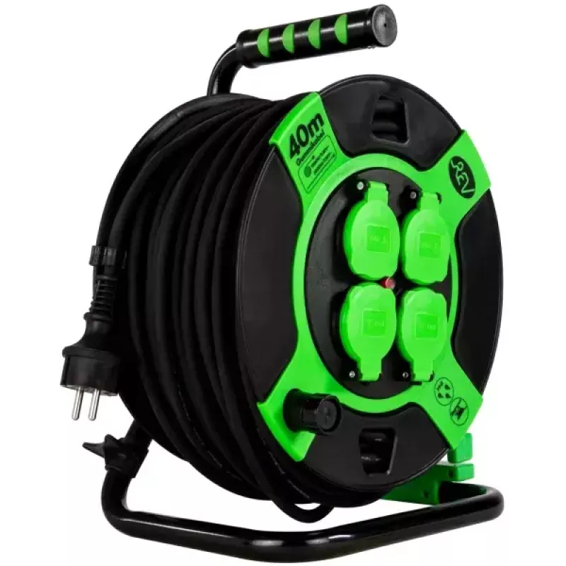 Alargador eléctrico REV 10217412 40 m 4 salidas AC interior/exterior negro verde