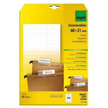 Etiquetas no adhesivas Sigel LP720 156 uds. blanco rectangular