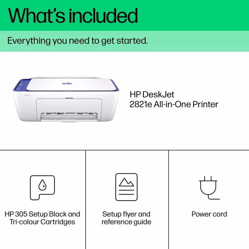 HP DeskJet 2821e Impresora multifunción inalámbrica en color, Instant Ink; copiadora, escáner