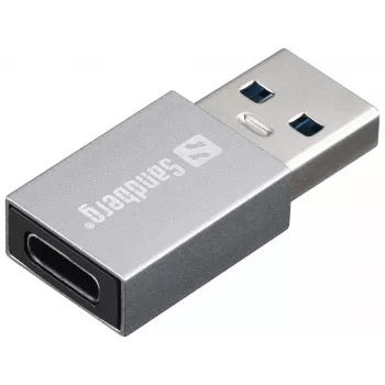 Sandberg Adaptador USB-A a USB-C, USB-A, USB-C, Aluminio