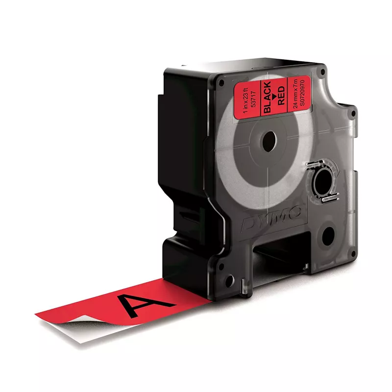 DYMO Authentic D1 etiquetas | 24 mm x 7 m rollo | impresión negra sobre rojo | etiquetas autoadhesivas para impresoras de etiquetas LabelManager