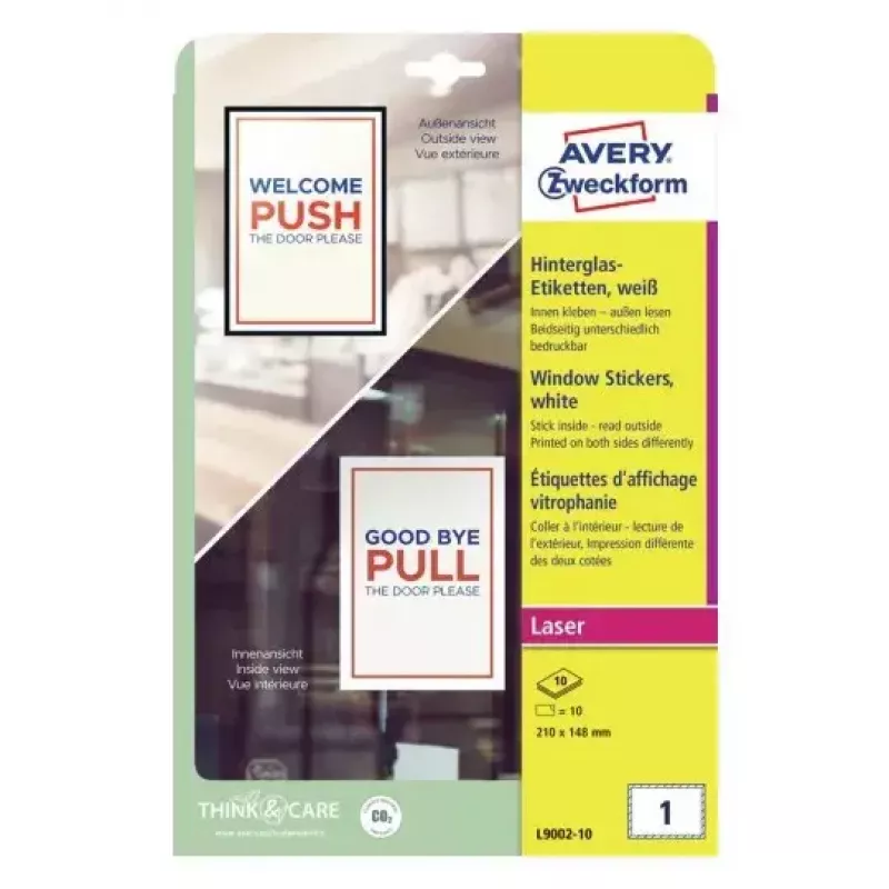 Avery Window Stickers etiqueta autoadhesiva para impresora A5 blanca 10 uds.