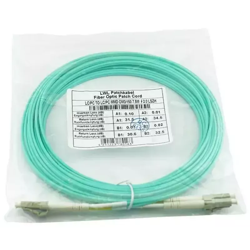 BlueOptics 050502T512000002M Cable patch de fibra óptica LC-LC multimodo OM3 dúplex, LC-UPC, 2 m, beige