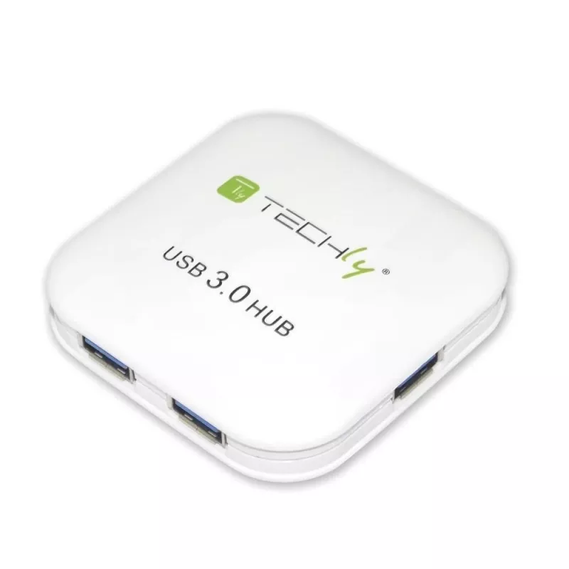 Hub USB 3.0 Super Speed Techly 4 puertos blanco IUSB3-HUB4-WH, USB 3.2 Gen 1 (3.1 Gen 1) Type-A, 5000 Mbit/s, blanco, 0,8 m, CE, RoHS, USB 2.0 USB 1.1