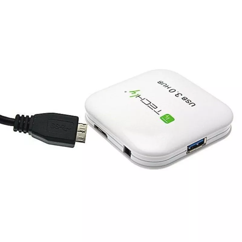 Hub USB 3.0 Super Speed Techly 4 puertos blanco IUSB3-HUB4-WH, USB 3.2 Gen 1 (3.1 Gen 1) Type-A, 5000 Mbit/s, blanco, 0,8 m, CE, RoHS, USB 2.0 USB 1.1