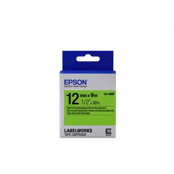 Epson cartucho de etiquetas fluorescente LK-4GBF negro/verde 12mm (9m)