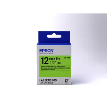 Epson cartucho de etiquetas fluorescente LK-4GBF negro/verde 12mm (9m)