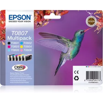Epson Hummingbird multipack 6 colores T0807 tinta Claria Photo
