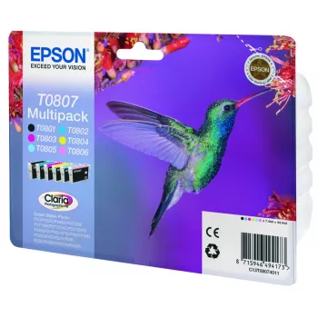 Epson Hummingbird multipack 6 colores T0807 tinta Claria Photo