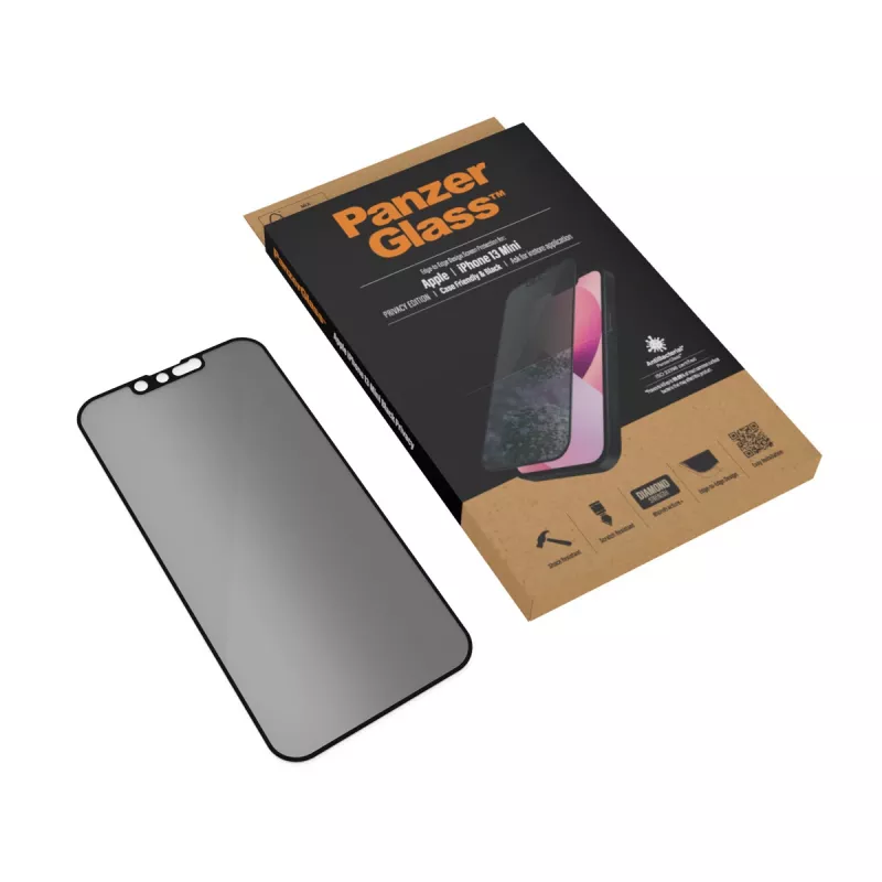 PanzerGlass Protector de pantalla de privacidad Apple iPhone 13 Mini Edge-to-Edge resistente a arañazos y golpes