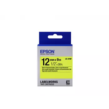 Cartucho de etiquetas Epson fluorescente LK-4YBF negro/amarillo 12mm (9m)