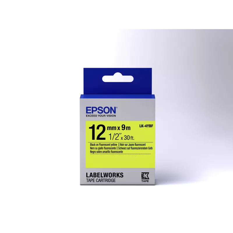 Cartucho de etiquetas Epson fluorescente LK-4YBF negro/amarillo 12mm (9m)