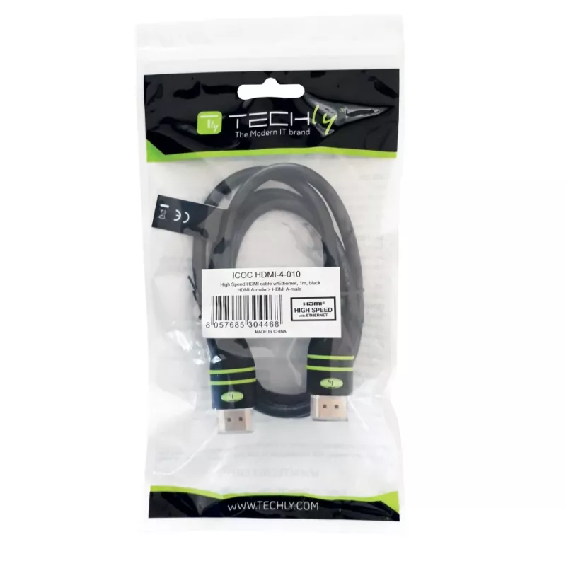 Cable HDMI de alta velocidad con Ethernet Techly 5m A/A M/M negro ICOC HDMI-4-050