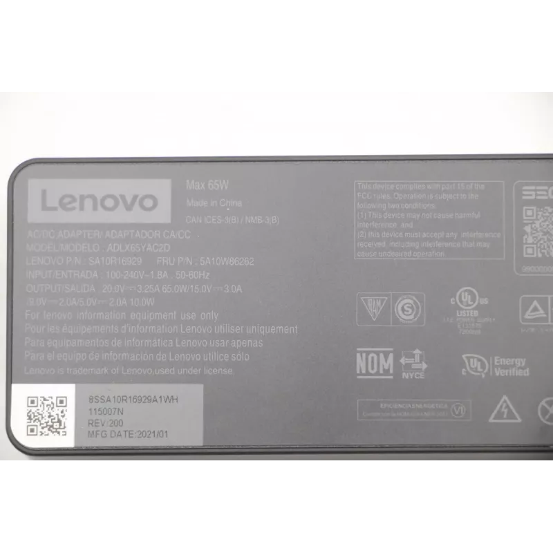 Fuente de alimentación Lenovo 5A10W86262 para interiores 65 W negro
