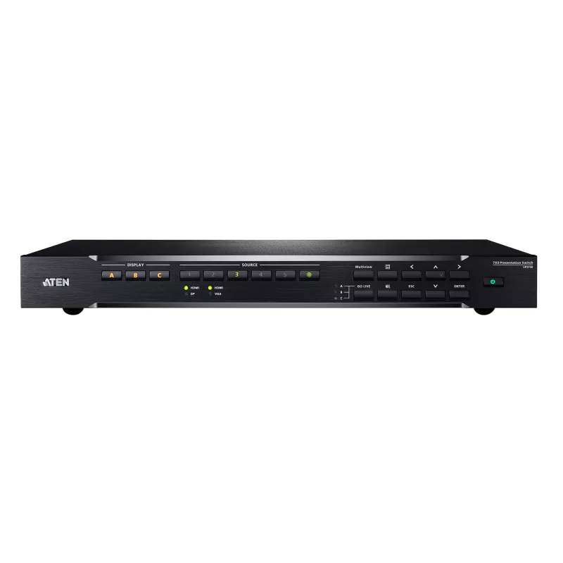 Conmutador de presentaciones ATEN 7 x 3, HDMI, metal, negro, 60 Hz, 1080p, 1920 x 1200 píxeles
