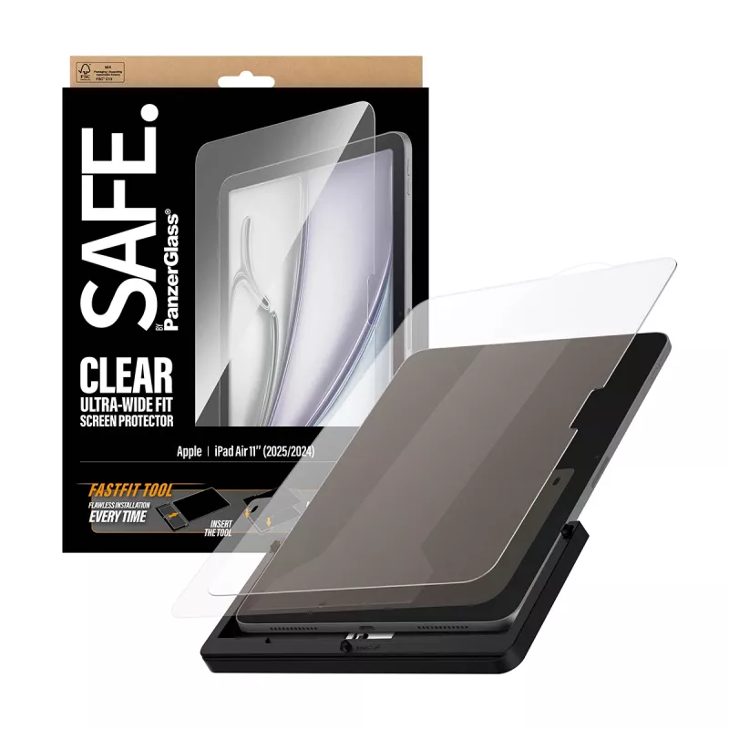 Protector de pantalla PanzerGlass SAFE. by ® iPad Air 11 inch (2024-2026) | Ultra-Wide Fit con herramienta FastFit