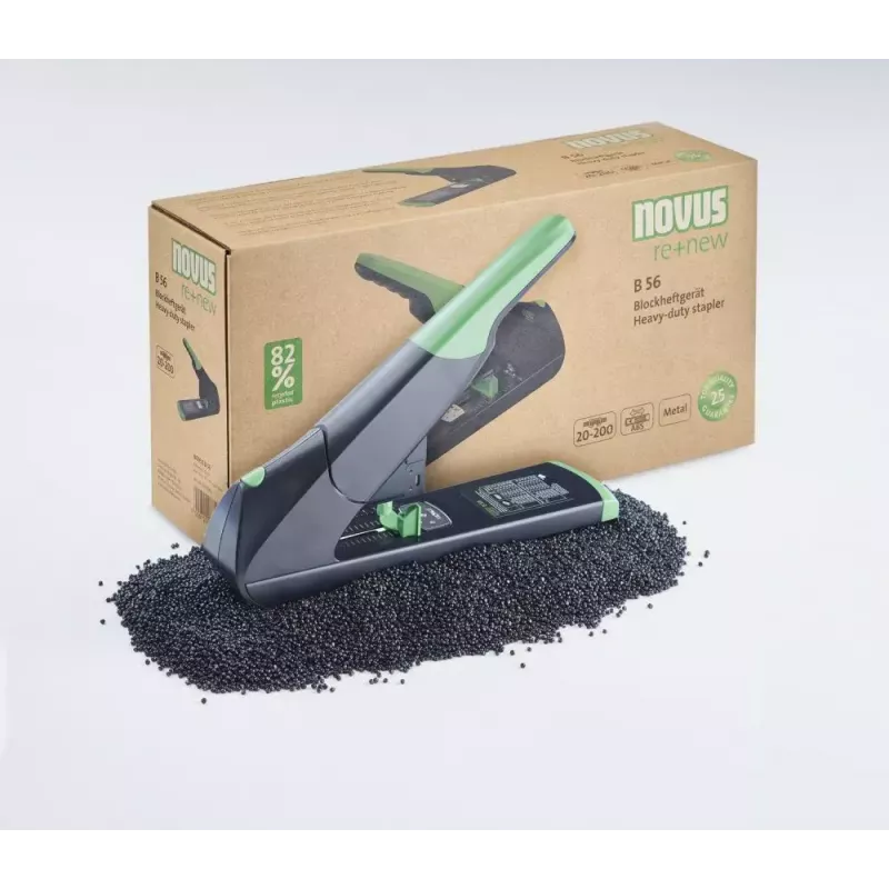 Grapadora Novus B 56 re+new negra verde capacidad 200 hojas