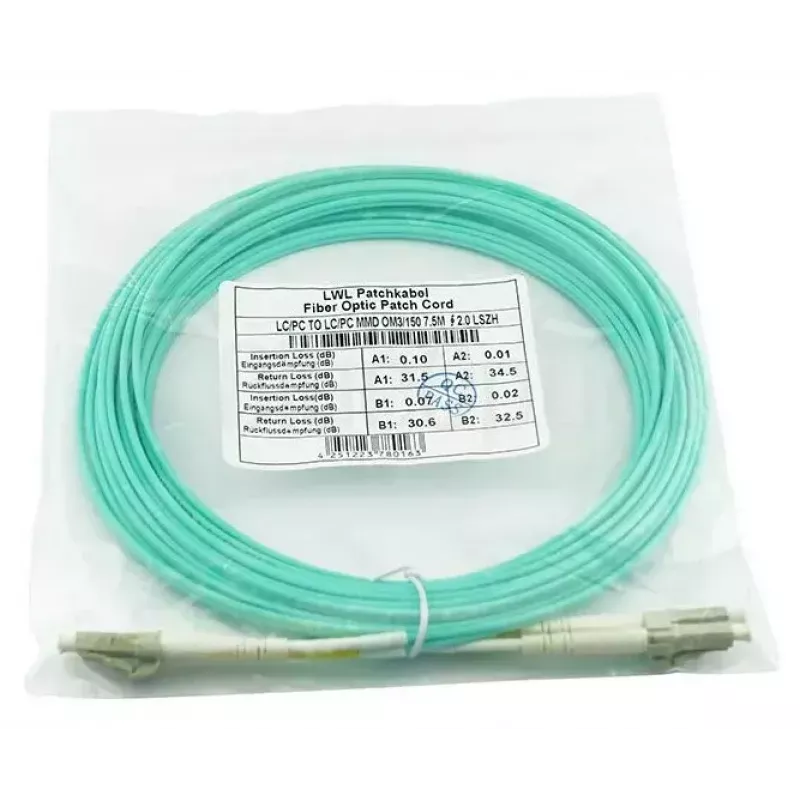 BlueOptics 050502K512000001M cable patch de fibra óptica LC-LC multimodo OM3 dúplex, LC-UPC, 1 m, beige