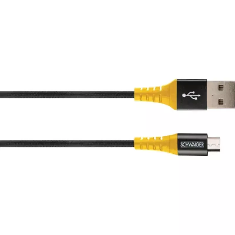 Cable USB Schwaiger WKUM10 511 1,2 m USB A Micro-USB B negro amarillo