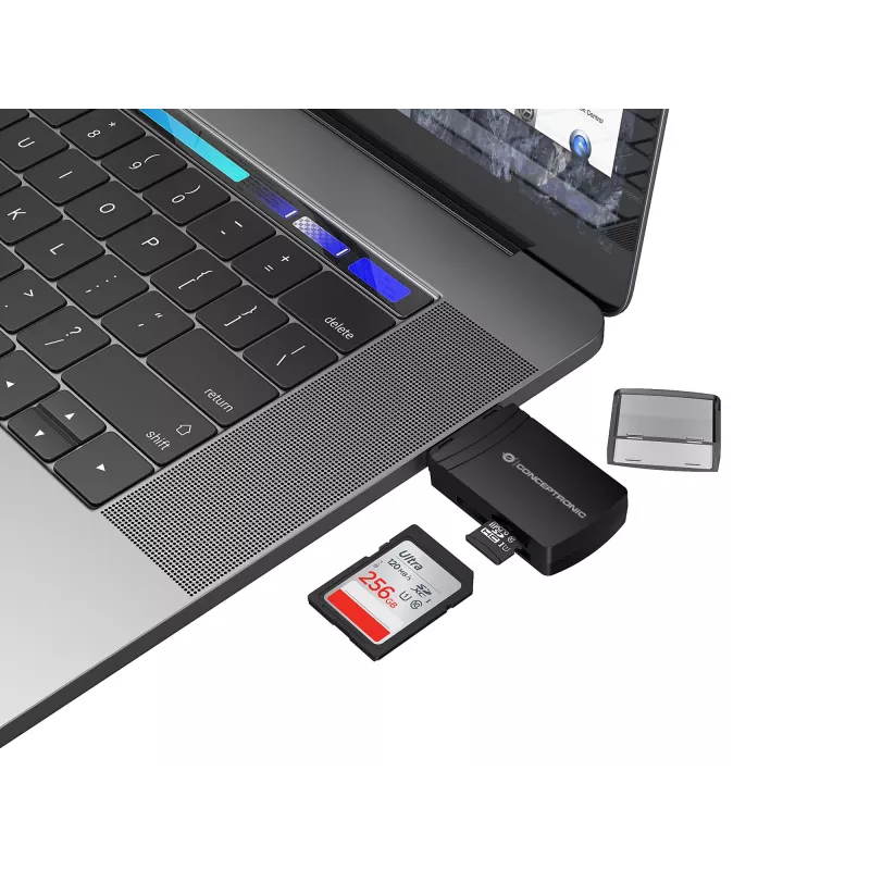 Conceptronic BIAN06B Lector de tarjetas SD TF/MicroSD 4.0, UHS-II, USB 3.0, 5 Gbit/s