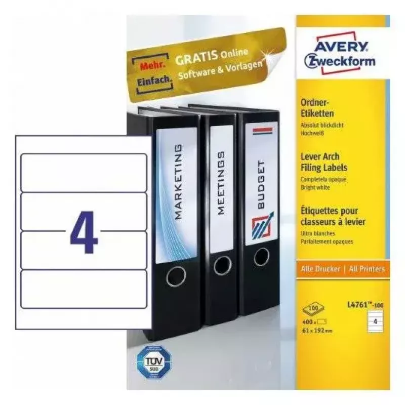 Etiqueta autoadhesiva Avery L4761-100 rectángulo redondeado