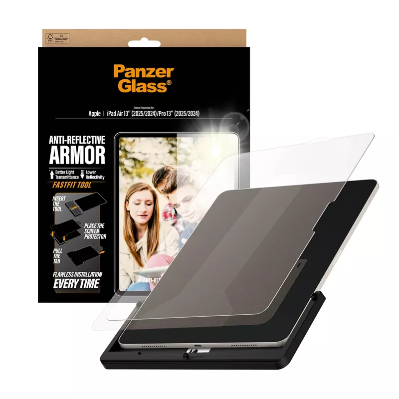 PanzerGlass ® Anti-Reflective Armor Lámina protectora de pantalla iPad Air 13 inch (2024–2026) | Pro 13 inch (2024–2025) | Ultra-Wide Fit con herramienta Fastfit
