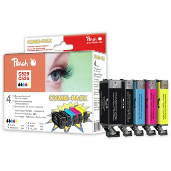 Peach PI100-140 Cartucho de tinta 5 uds. Compatible Negro, Cian, Negro fotográfico, Amarillo